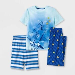Pizza Shark Pajamas Cat & Jack Boys' 3pc Set Blue NWT SZ S